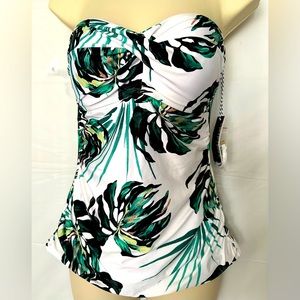 NWT Sonnet Shores - Twist Bandeaukini with Removable Straps Molded Cups Size 10